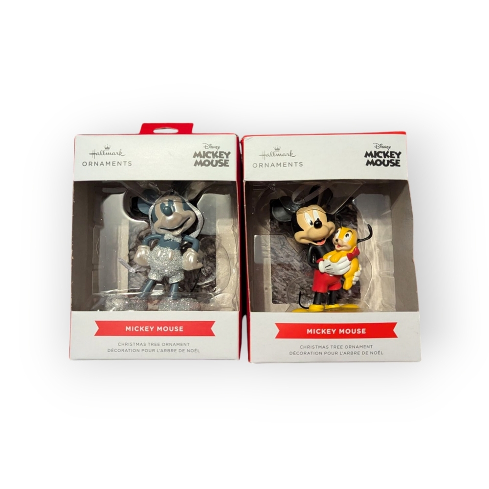 2 Hallmark Mickey Mouse Christmas Ornaments New